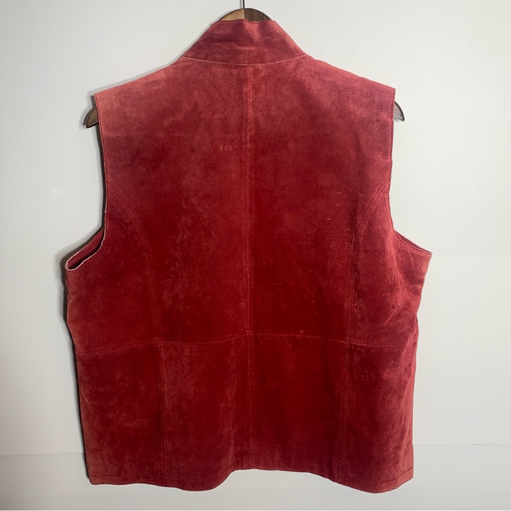 Women’s Stylish Ruff Hewn Burgundy Zip Up Suede Vest Bikercore - Picture 3 of 11
